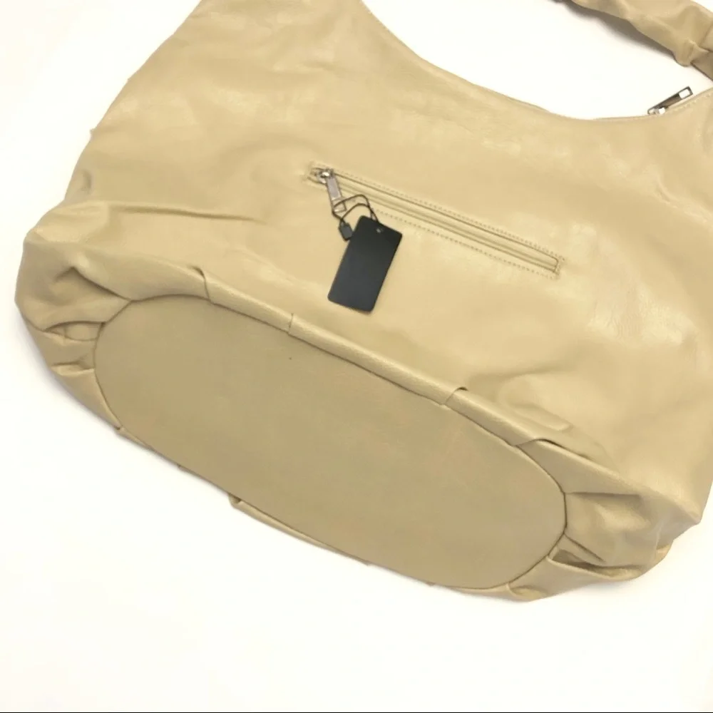 Cream Hobo Ruffle Hobo Purse